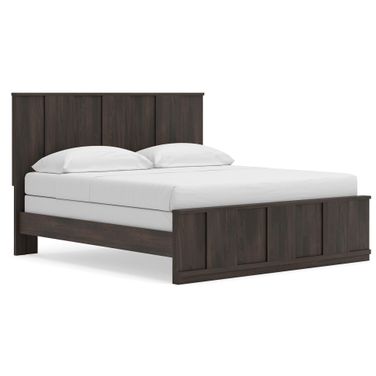 Agrander King Panel Bed In Dark Brown