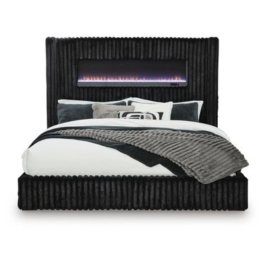 Agrander King Upholstered Bed In Black