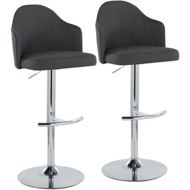 Ahoy Adjustable Barstool Set of 2 In Charcoal