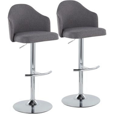 Ahoy Adjustable Barstool Set of 2 In Grey