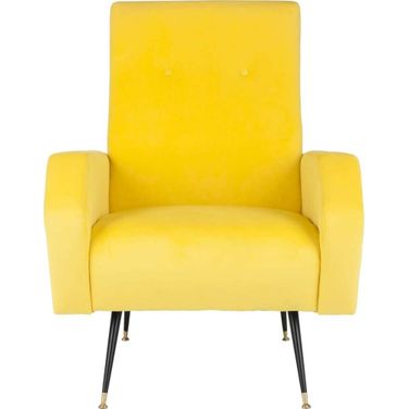 Aida Yellow Velvet Retro Mid Century Accent Chair