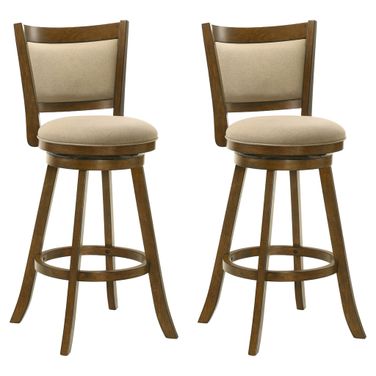 Aiden Swivel Bar Height Bar Stool Set of 2 In Sepia Brown and Grey