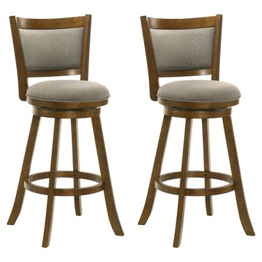 Aiden Swivel Bar Height Bar Stool Set of 2 In Sepia Brown and Grey