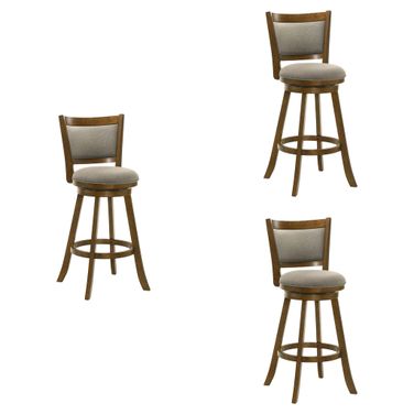 Aiden Swivel Bar Height Bar Stool Set of 3 In Sepia Brown and Grey