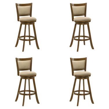 Aiden Swivel Bar Height Bar Stool Set of 4 In Sepia Brown and Grey