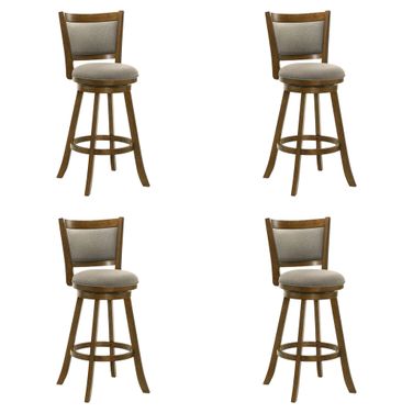 Aiden Swivel Bar Height Bar Stool Set of 4 In Sepia Brown and Grey