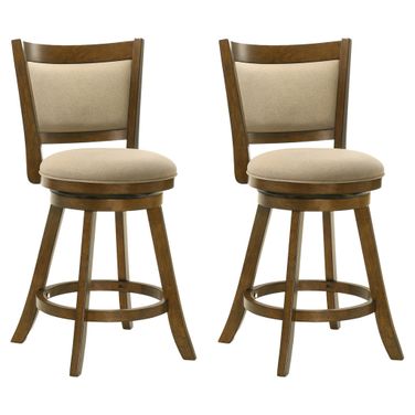 Aiden Swivel Counter Height Bar Stool Set of 2 In Sepia Brown and Grey
