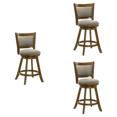 Aiden Swivel Counter Height Bar Stool Set of 3 In Sepia Brown and Grey