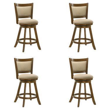 Aiden Swivel Counter Height Bar Stool Set of 4 In Sepia Brown and Grey