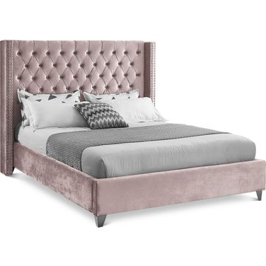 Aiden Velvet Full Bed In Pink