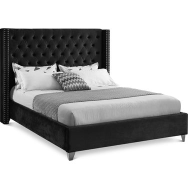 Aiden Velvet King Bed In Black