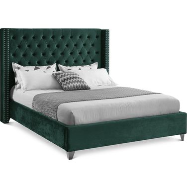Aiden Velvet Queen Bed In Green