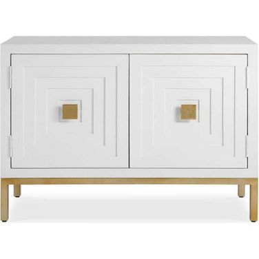 Aiken 2 Door Cabinet In White and Brushed Brass