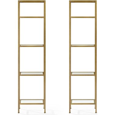 Aimee 2-Piece Etagere Bookcase Set In Soft Gold