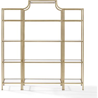 Aimee 3-Piece Etagere Bookcase Set In Soft Gold