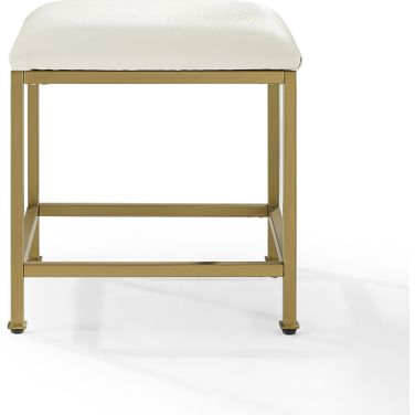 Aimee Makeup Vanity Stool In Soft Gold and Creme