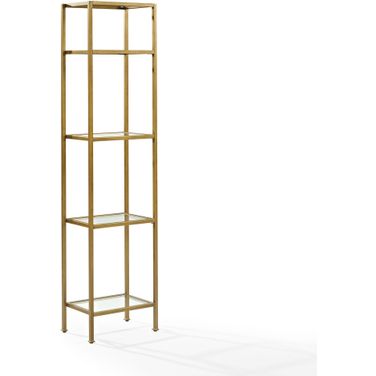 Aimee Narrow Etagere Bookcase In Soft Gold