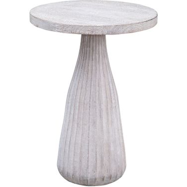 Aimee Round Accent Table In White Wash