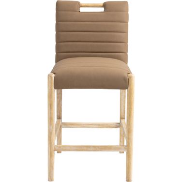 Aimee Vegan Leather Counter Stool In Brown and Natural