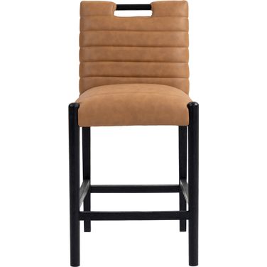 Aimee Vegan Leather Counter Stool In Cognac and Black