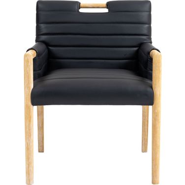 Aimee Vegan Leather Dining Arm Chair In Black and Natural