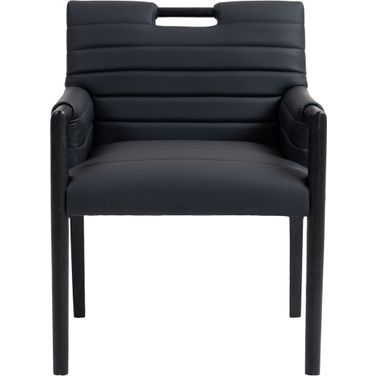 Aimee Vegan Leather Dining Arm Chair In Black