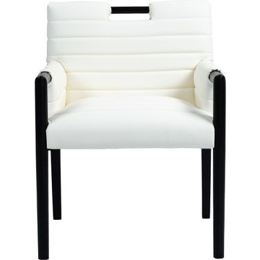 Aimee Vegan Leather Dining Arm Chair In Cream and Black