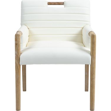 Aimee Vegan Leather Dining Arm Chair In Natural and Cream