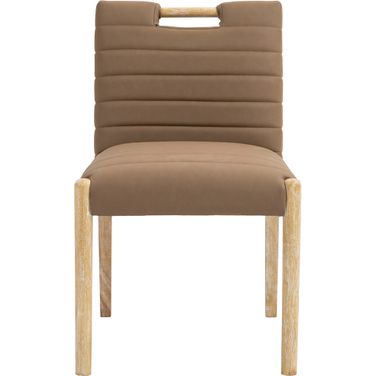 Aimee Vegan Leather Dining Side Chair Set of 2 In Brown and Natural