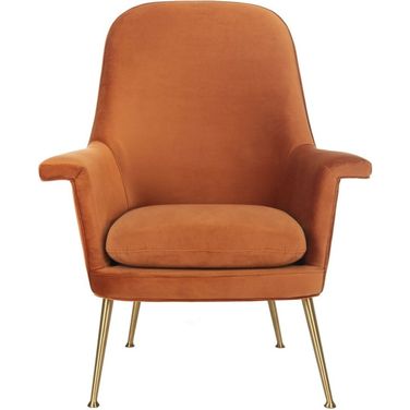 Aimee Velvet Arm Chair In Sienna And Gold