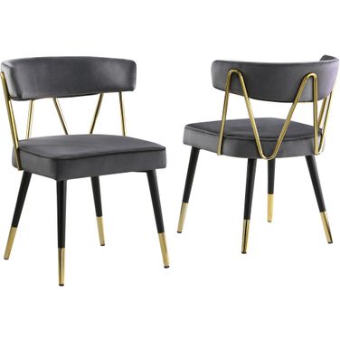 Aireys Gray Velvet Armless Chair With Gold Accents Set of 2