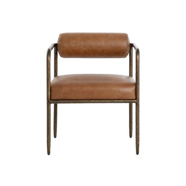 Ajani Dining Armchair In Tan Leather