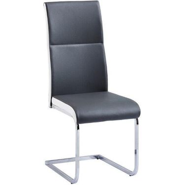 Ajay 18 Inch Faux Leather Dining Chair Set of 2 In Gray