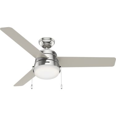 Aker 52 Inch Ceiling Fan with LED Light Kit and Pull Chain In Brushed Nickel and Matte Nickel