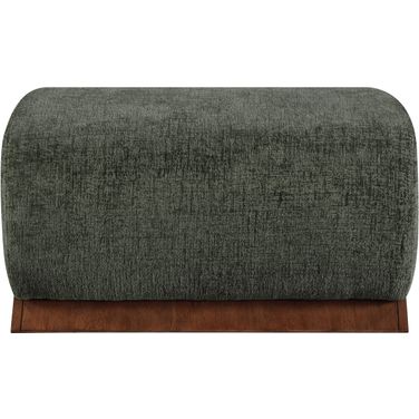 Akira Fabric Upholstered Ottoman In Green and Brown Walnut