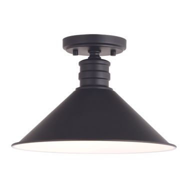 Akron 12 Inch 1 Light Semi-Flush Mount In Oil Rubbed Bronze and Matte White