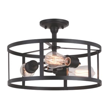 Akron 15 Inch 3 Light Semi-Flush Mount In Oil Rubbed Bronze