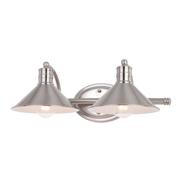 Akron 2 Light Vanity In Satin Nickel and Matte White