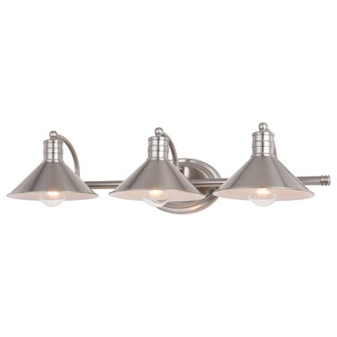 Akron 3 Light Vanity In Satin Nickel and Matte White