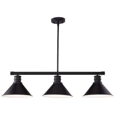 Akron 35.75 Inch 3 Light Linear Chandelier and Matte White In Oil Rubbed Bronze