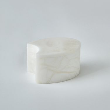 Alabaster Cut Oval Box In Silver