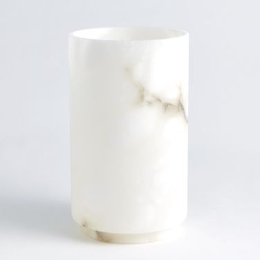 Alabaster Cylinder Large Vase In White