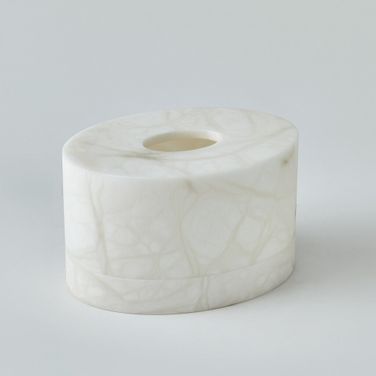 Alabaster Oval Tissue Box In Brown