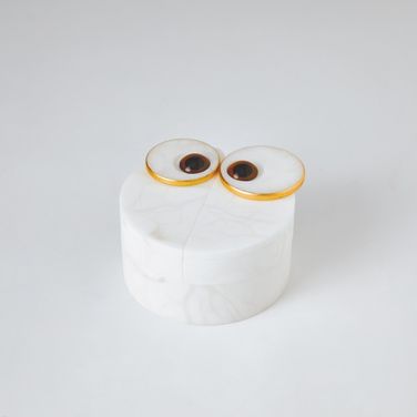 Alabaster Owl Box In Gold