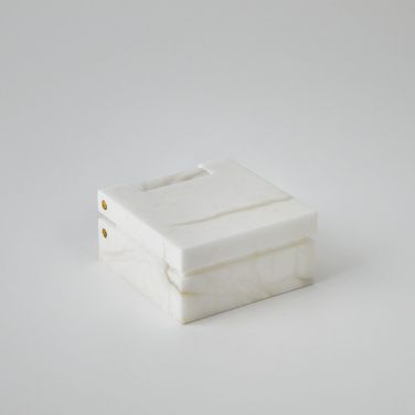 Alabaster Small Hinged Box In White and Red