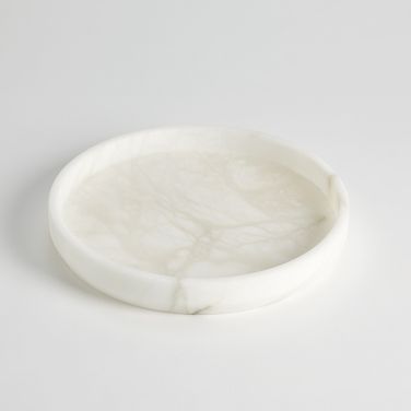 Alabaster Tapered Round Tray In White