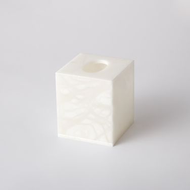Alabaster Tissue Box In White