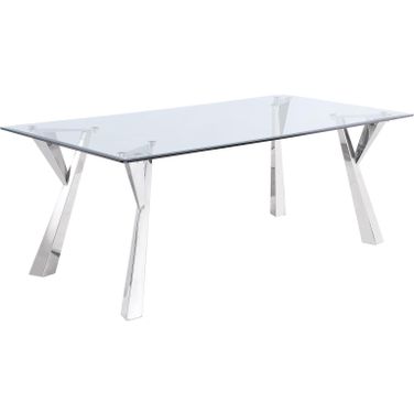Alaia Rectangular Glass Top Dining Table Clear and Chrome