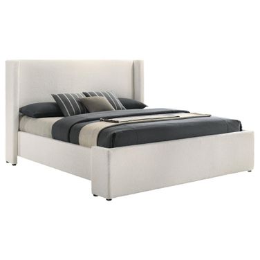 Alamosa Boucle Upholstered Eastern King Platform Bed In White