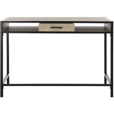 Alan Oak and Black 1-Drawer 1-Shelf Desk